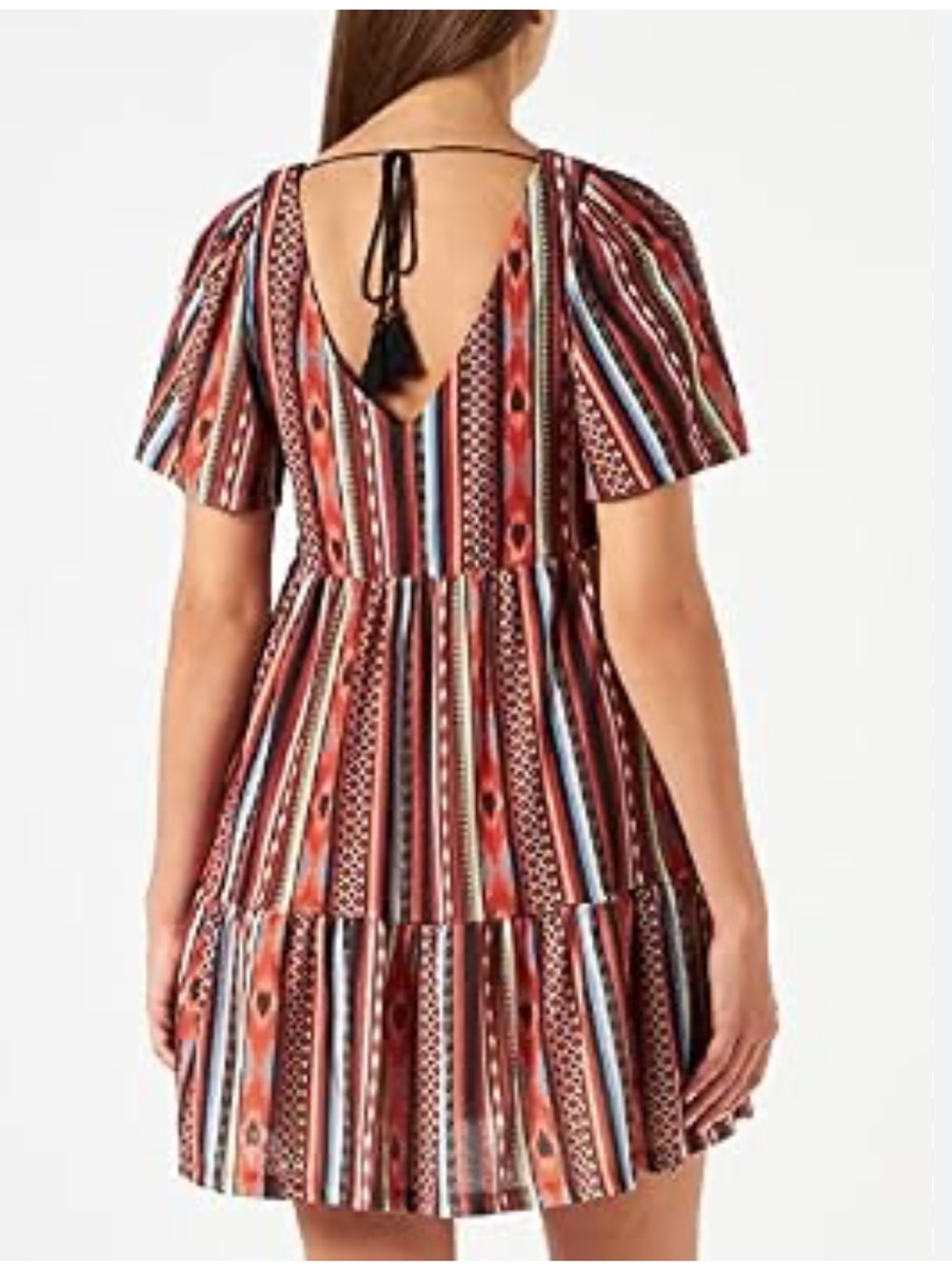 Dex Aztec Pattern Dress Tassels L - Picture 2 of 10